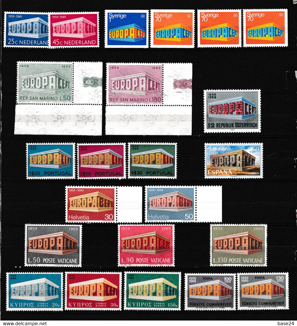 1969 EUROPA CEPT EUROPE  ANNATA COMPLETA YEAR 52 Valori MNH** TEMPIO  TEMPLE - Volledig Jaar