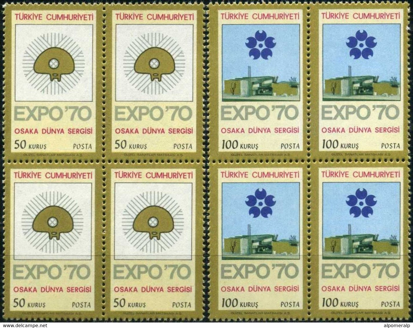 Türkiye 1970 Mi 2166-2167 MNH Expo '70 World's Fair, Osaka [Block Of 4] - 1970 – Osaka (Japan)