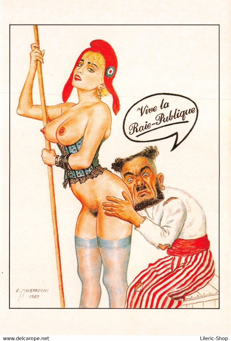 Illustrateur MUSTACCHI E. Humour -  Mustacchi  Joue Sur Les Fesses De MADONNA Nue, En Marianne  ♥♥♥ - Sátiras