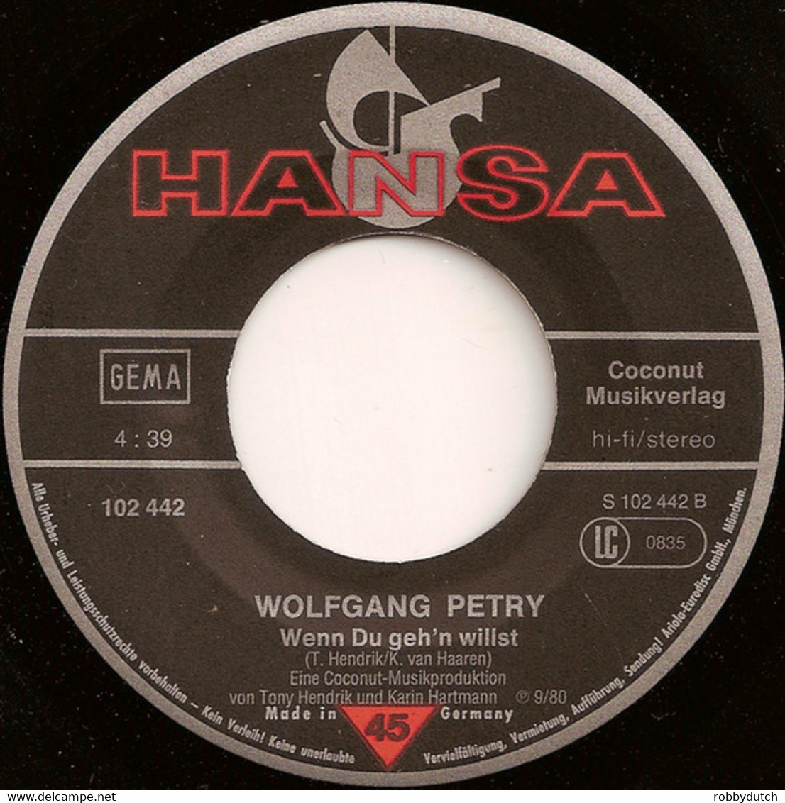 * 7" *  WOLFGANG PETRY - GANZ ODER GAR NICHT (Germany 1980 EX-) - Sonstige - Deutsche Musik