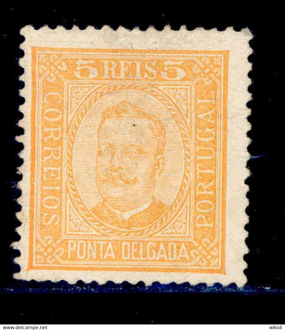 ! ! Ponta Delgada - 1892 D. Carlos 05 R (Perf. 12 3/4) - Af. 01 - No Gum - Ponta Delgada