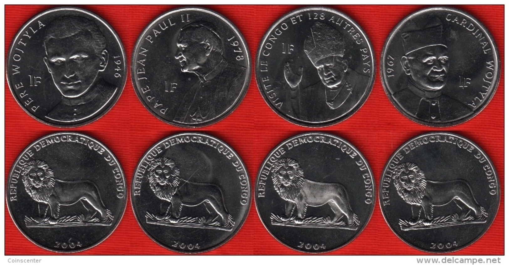 Congo Dem. Rep. Set Of 4 Coins: 1 Franc 2004 UNC - Congo (República Democrática 1998)