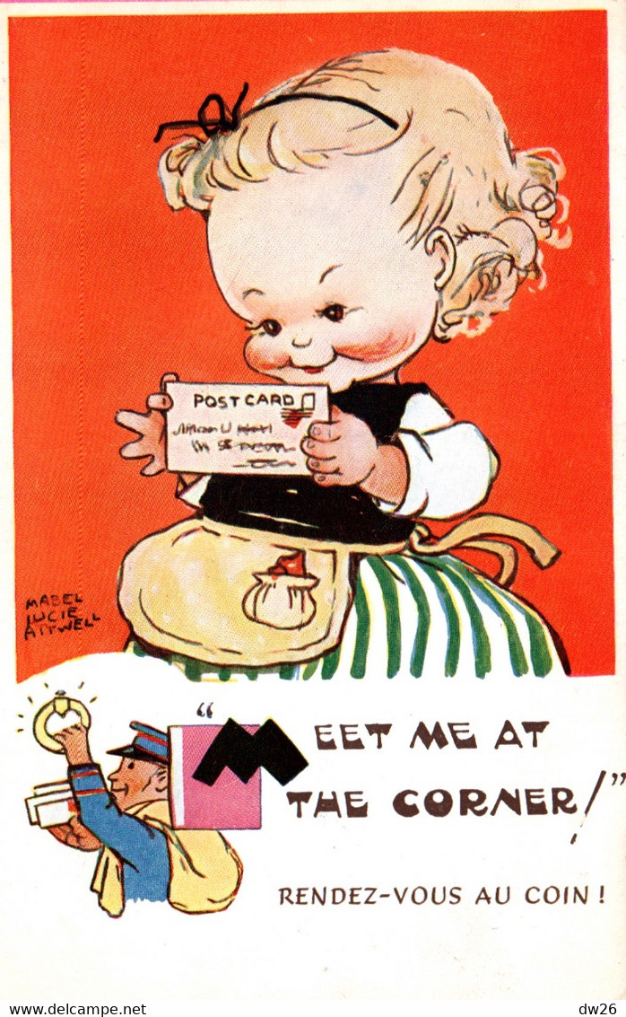 Illustration Mabel Lucie Attwell - Meet Me At The Corner (Rendez-vous Au Coin)  - Carte Valentine & Sons - Mallet, B.