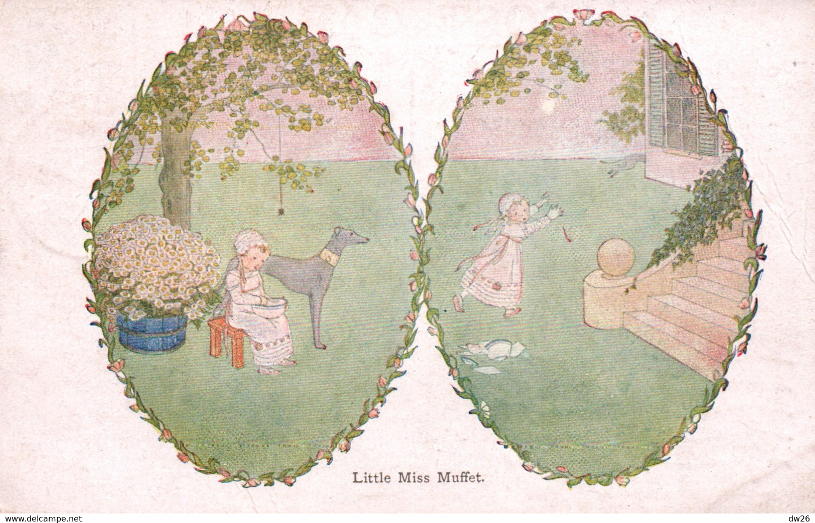 Illustration H. Willebeek Le Mair: Little Miss Muffet (petite Demoiselle) Edition Augener Ltd - Le Mair