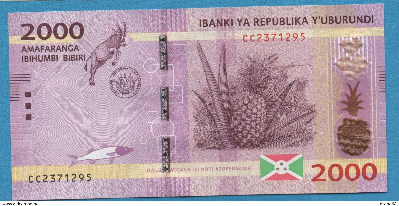 BURUNDI 2000 FRANCS 15.01.2015 # CC2371295 P# 52 Antelope - Burundi