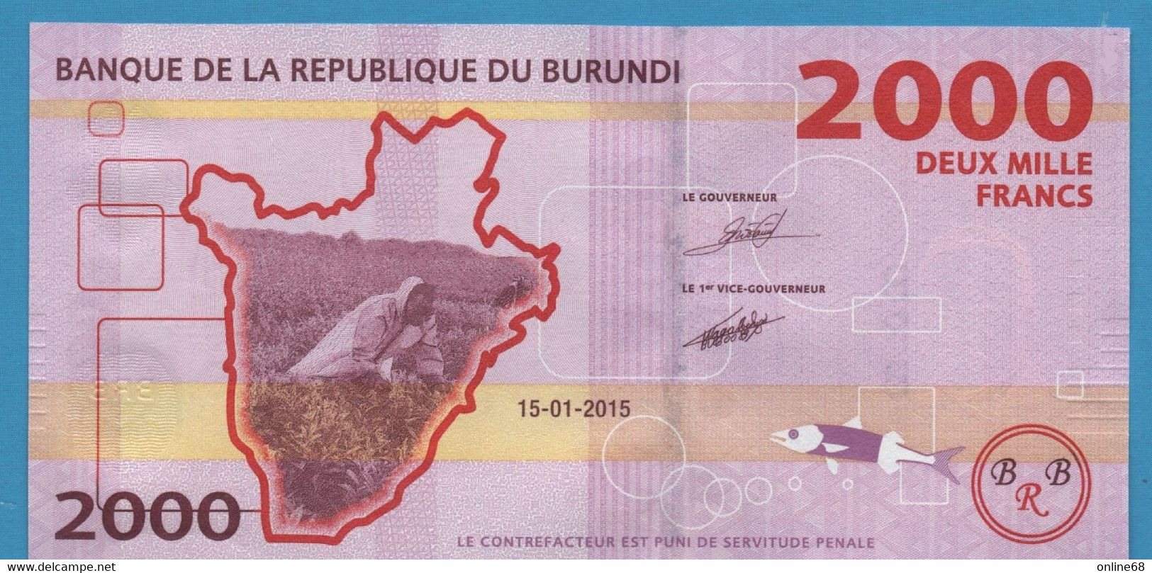 BURUNDI 2000 FRANCS 15.01.2015 # CC2371295 P# 52 Antelope - Burundi