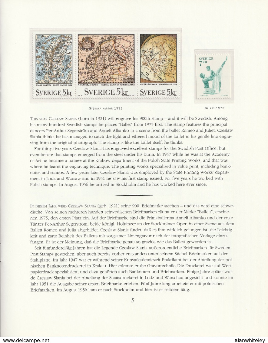 SWEDEN 1994 Swedish Stamp Engravers: Souvenir Book UM/MNH - Cartas & Documentos