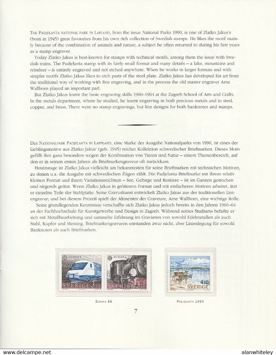 SWEDEN 1994 Swedish Stamp Engravers: Souvenir Book UM/MNH - Covers & Documents