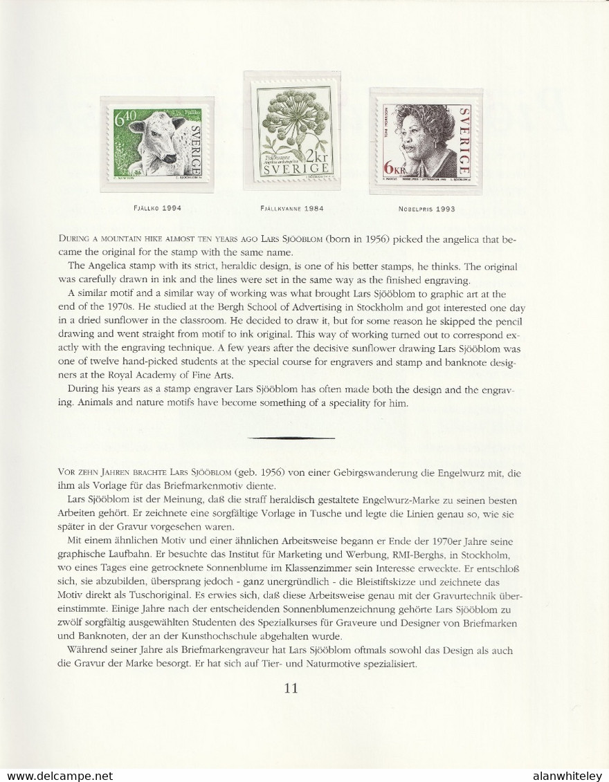 SWEDEN 1994 Swedish Stamp Engravers: Souvenir Book UM/MNH - Briefe U. Dokumente