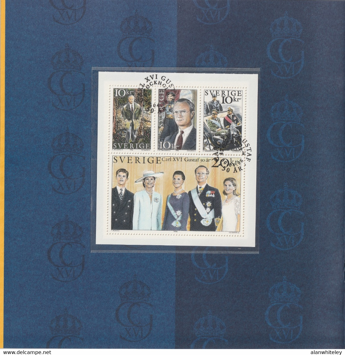 SWEDEN 1996 Carl XVI Gustaf 50 år: Souvenir Folder UM/MNH + CANCELLED - Covers & Documents