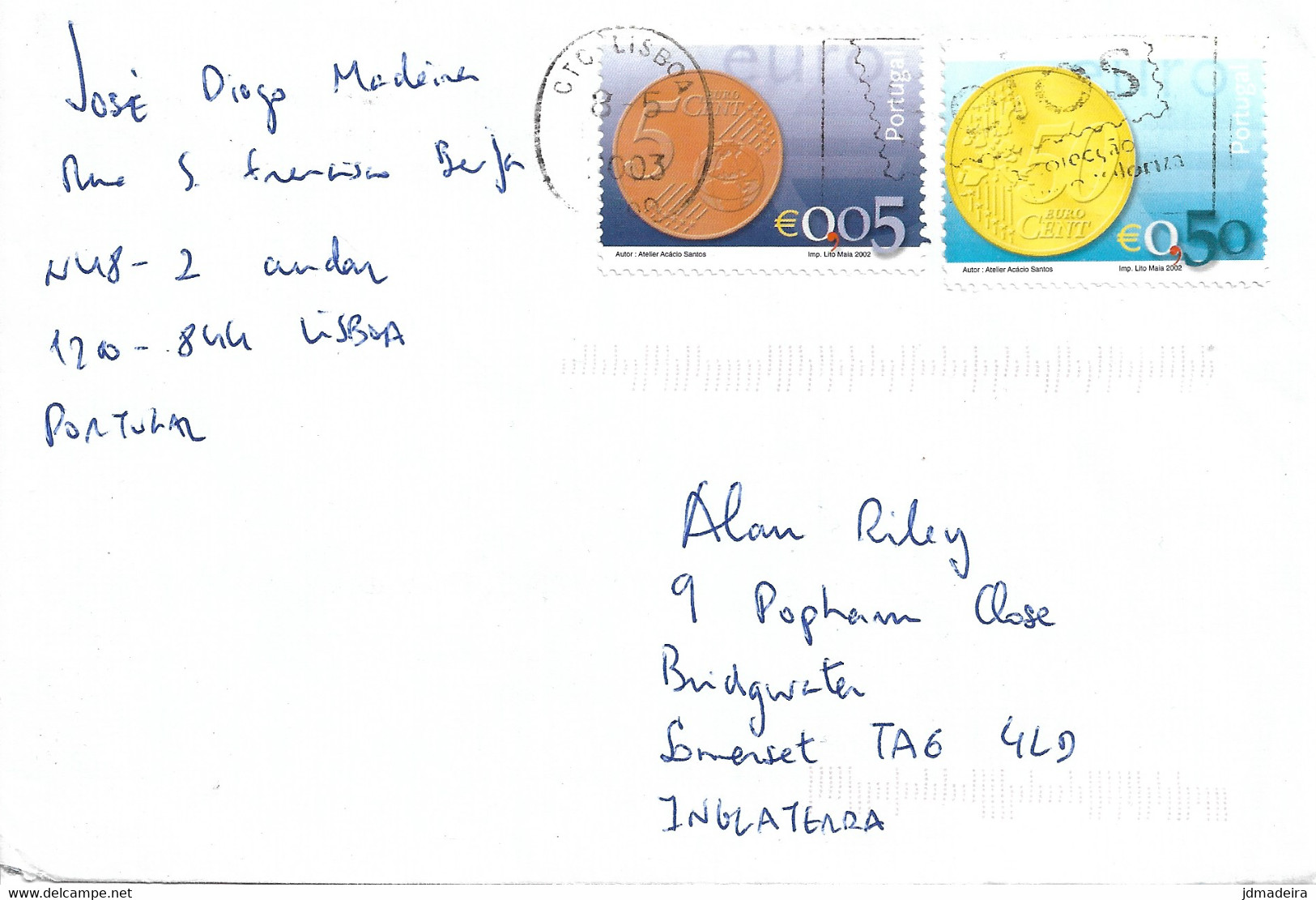 Portugal Euro Coins Cover - Brieven En Documenten