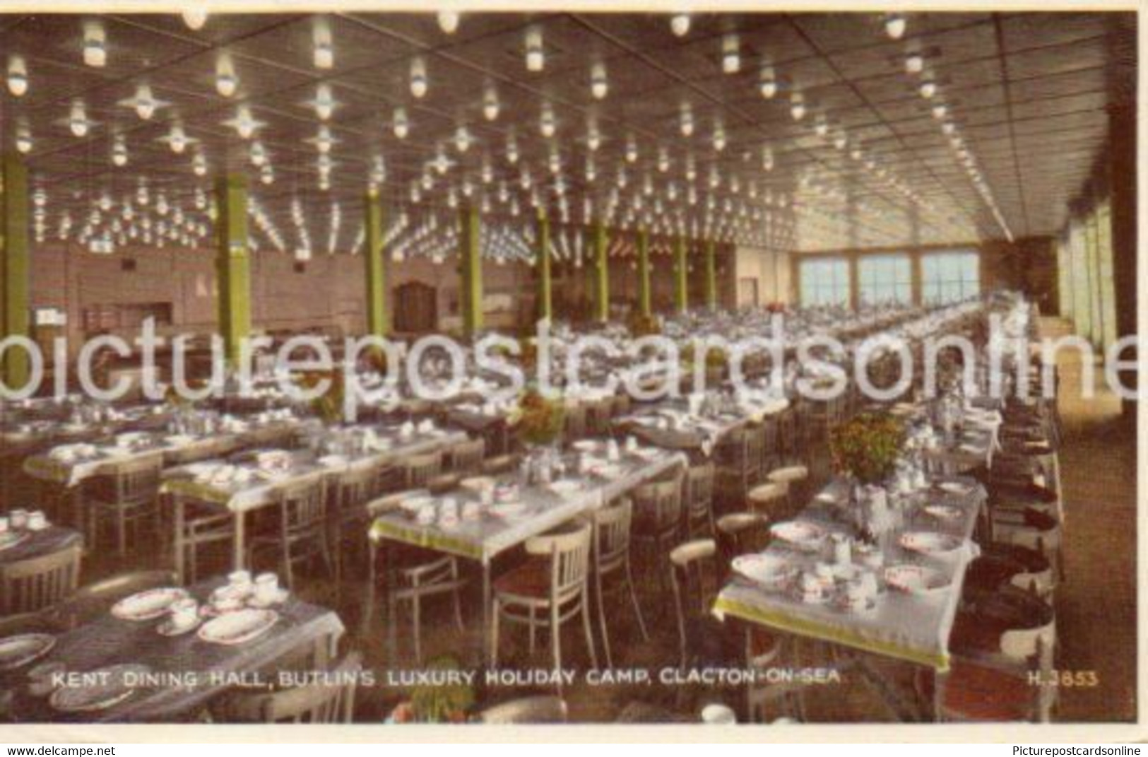 CLACTON ON SEA BUTLINS KENT DINING ROOM OLD COLOUR POSTCARD ESSEX BILLY BUTLIN CAMP - Clacton On Sea