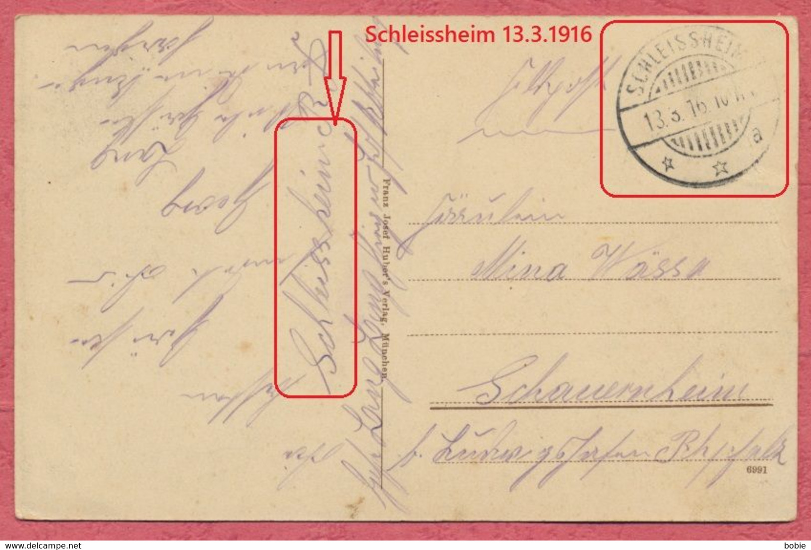 Schleißheim Flugplatz : Flieger Robert Janich - Théma Luftfahrt / Stempel Schleissheim  13.3.1916 - Krieg 1914 - 1918 - Oberschleissheim