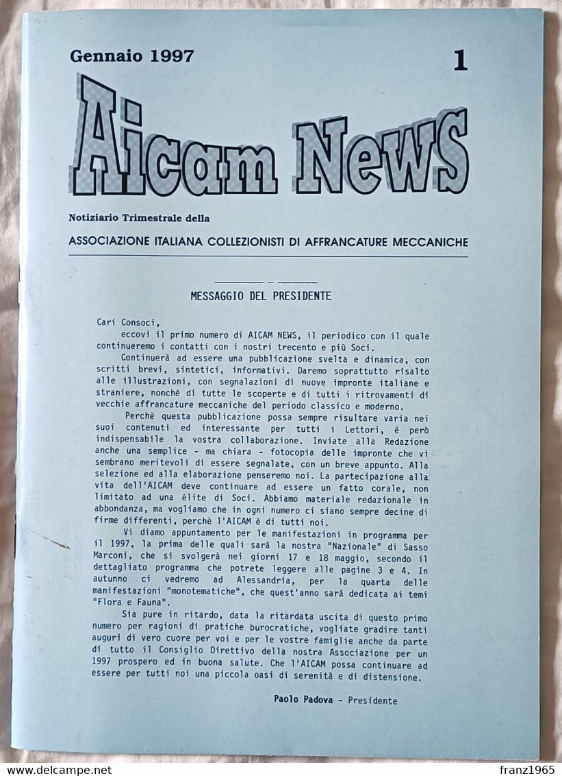 AICAM News - Notiziario Trimestrale Della AICAM - N. 1 Gennaio 1997 - Machine Postmarks