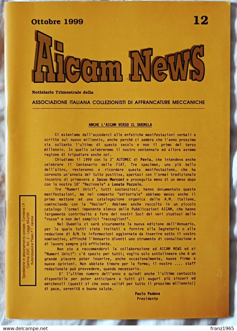 AICAM News - Notiziario Trimestrale Della AICAM - N. 12 Ottobre 1999 - Meccanofilia