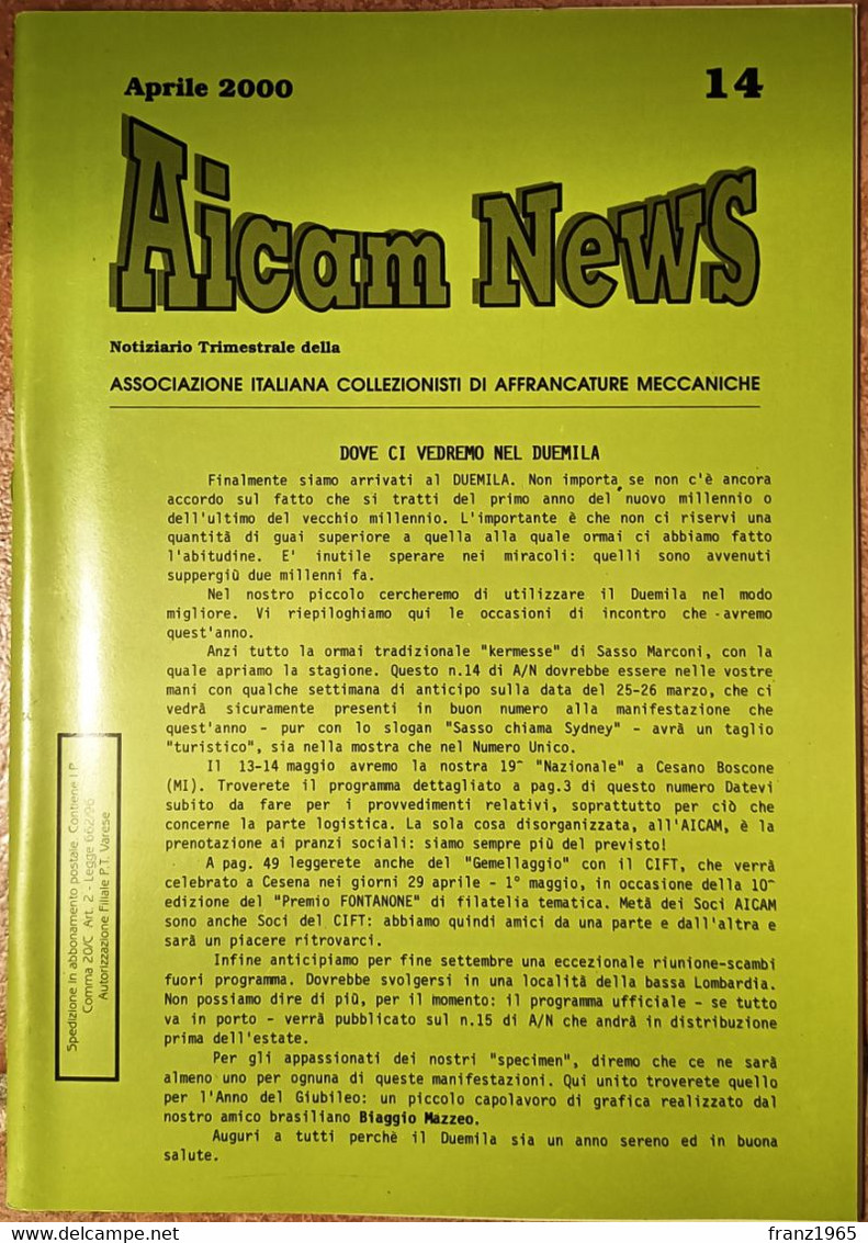 AICAM News - Notiziario Trimestrale Della AICAM - N. 14 Aprile 2000 - Oblitérations Mécaniques