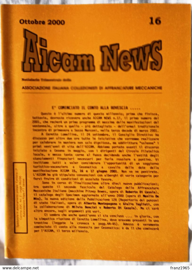 AICAM News - Notiziario Trimestrale Della AICAM - N. 16 Ottobre 2000 - Meccanofilia