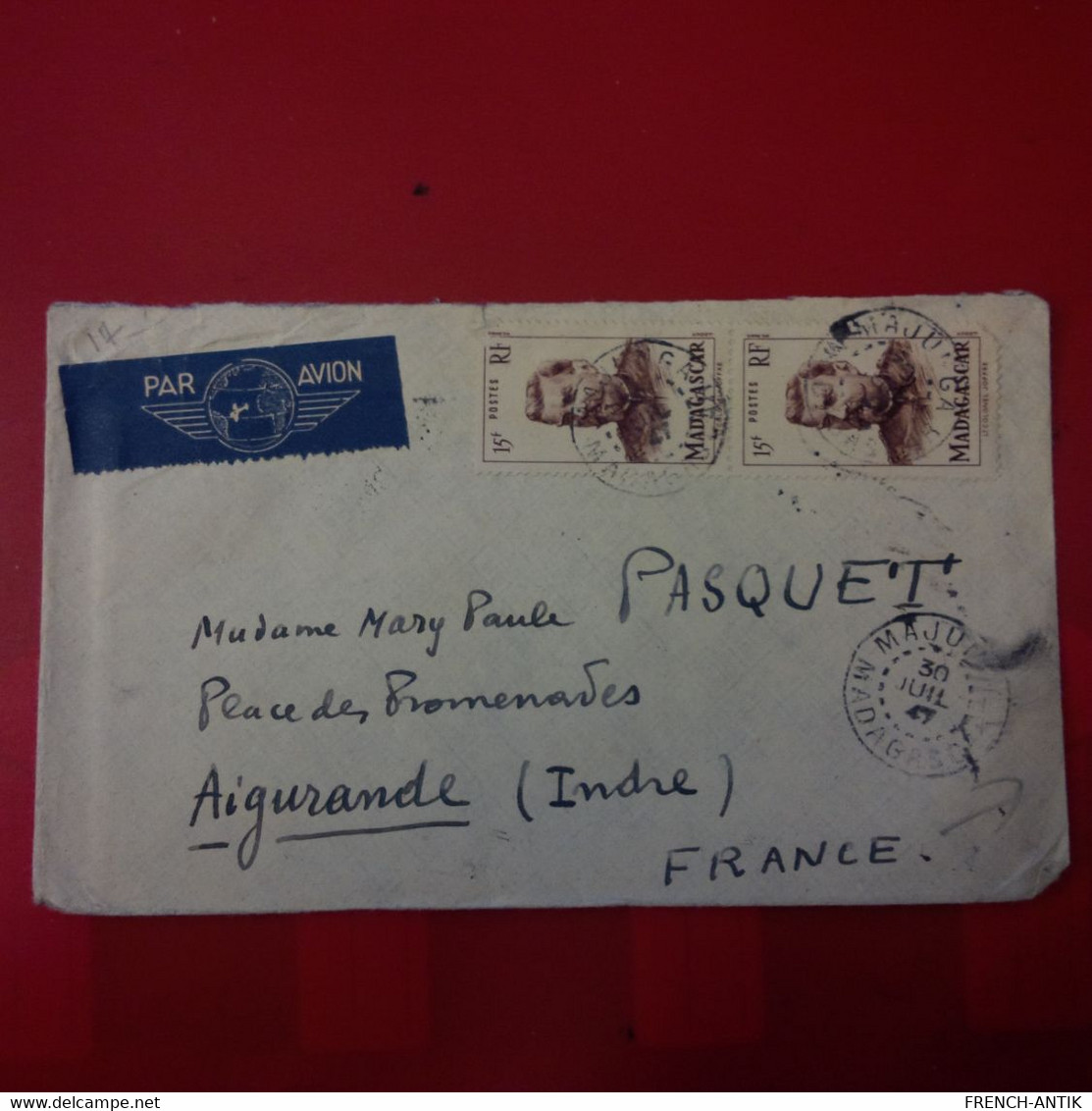 LETTRE MADAGASCAR TANANARIVE POUR AIGURANDE 1947 - Cartas & Documentos
