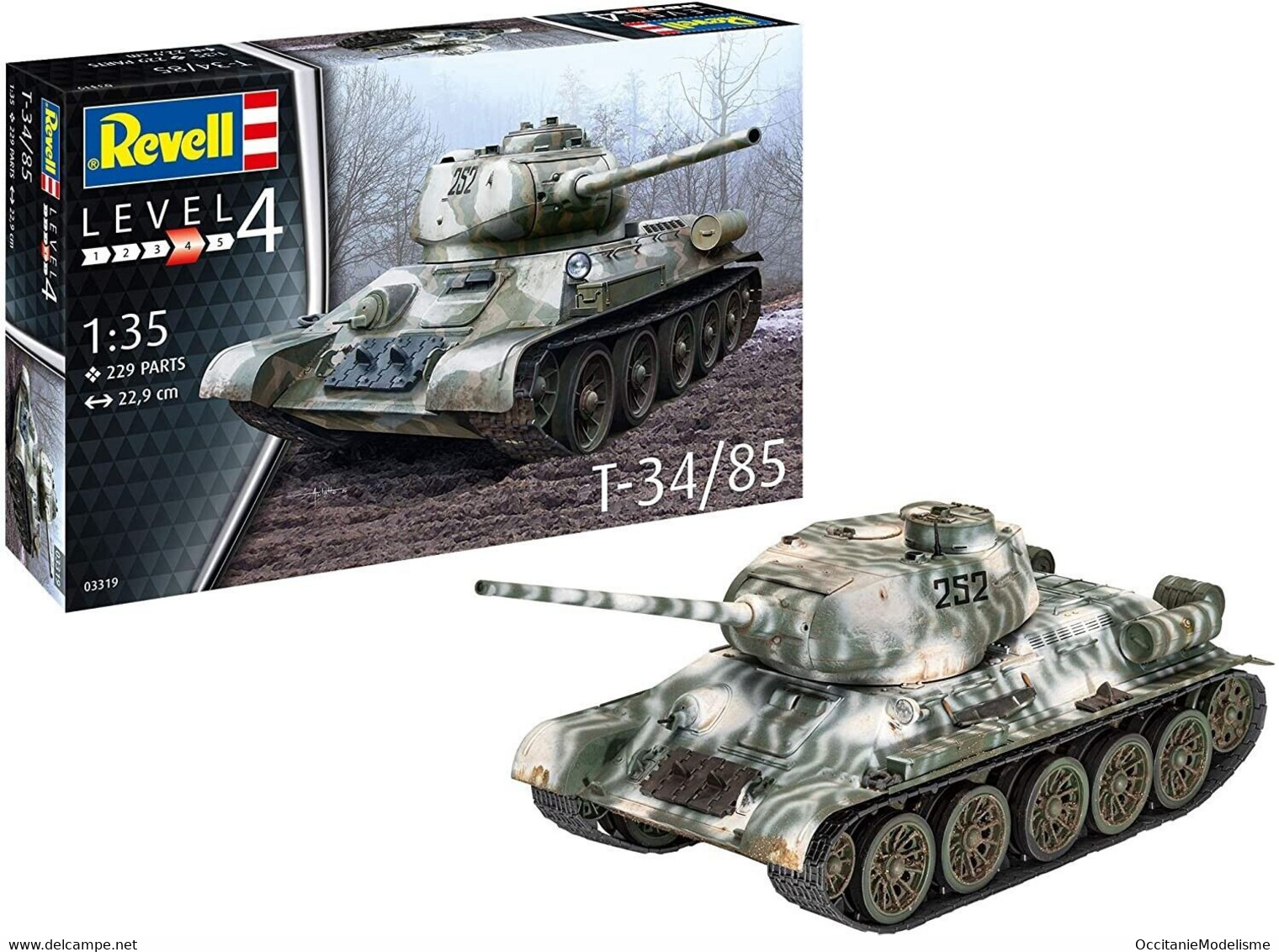 Revell - CHAR Soviétique T-34/85 T-34 85mm Maquette Militaire Kit Plastique Réf. 03319 Neuf NBO 1/35 - Véhicules Militaires