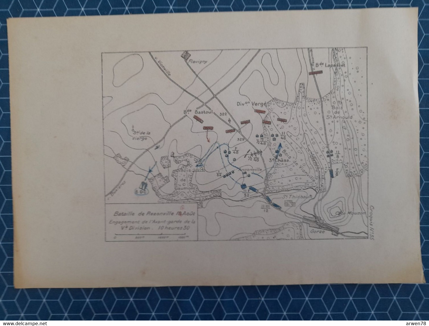 Carte Plan Champ De Bataille De Rezonville Gravelotte Metz  Mars La Tour Verdun 1870 - Cartes Topographiques