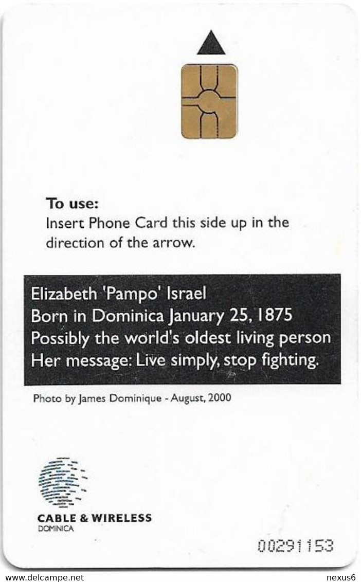 Dominica - C&W (Chip) - Israel Elizabeth Pampo 125 Years Old, Chip Gem5 Black, 2000, Used - Dominica