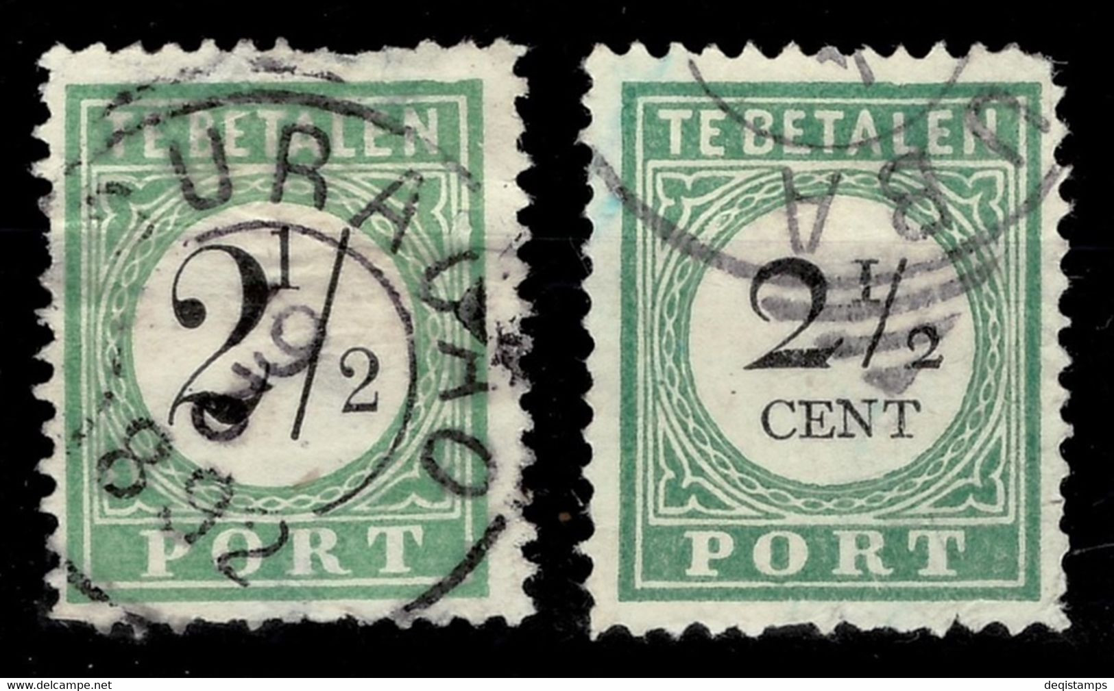 Curacao 1899 Porto 2 1/2☀ Used Lot Both Types - Curaçao, Nederlandse Antillen, Aruba