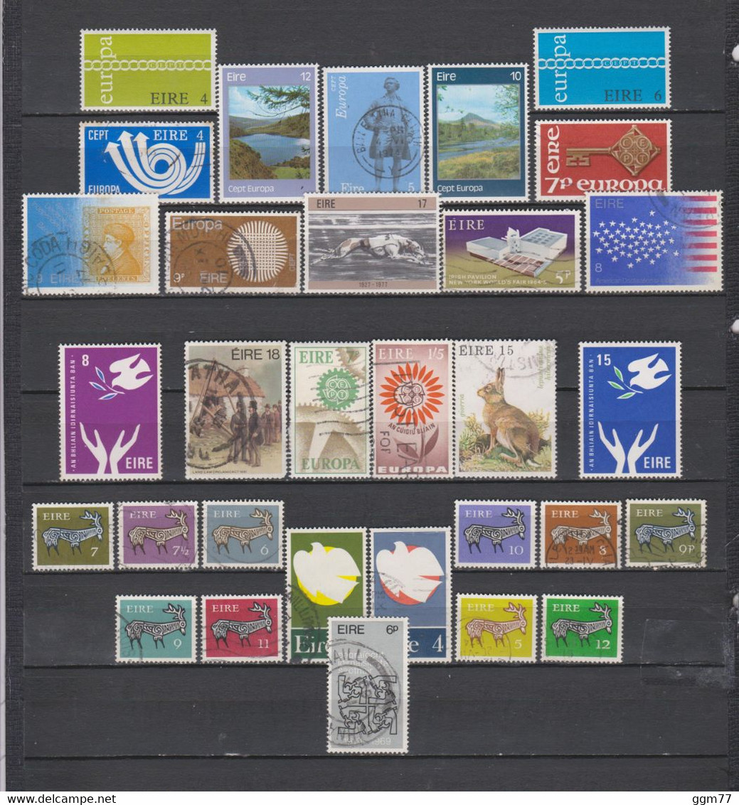 142 TIMBRES IRLANDE OBLITERES & NEUFS** + SANS GOMME DE 1922 à 1981  Cote : 129,25 € - Oblitérés