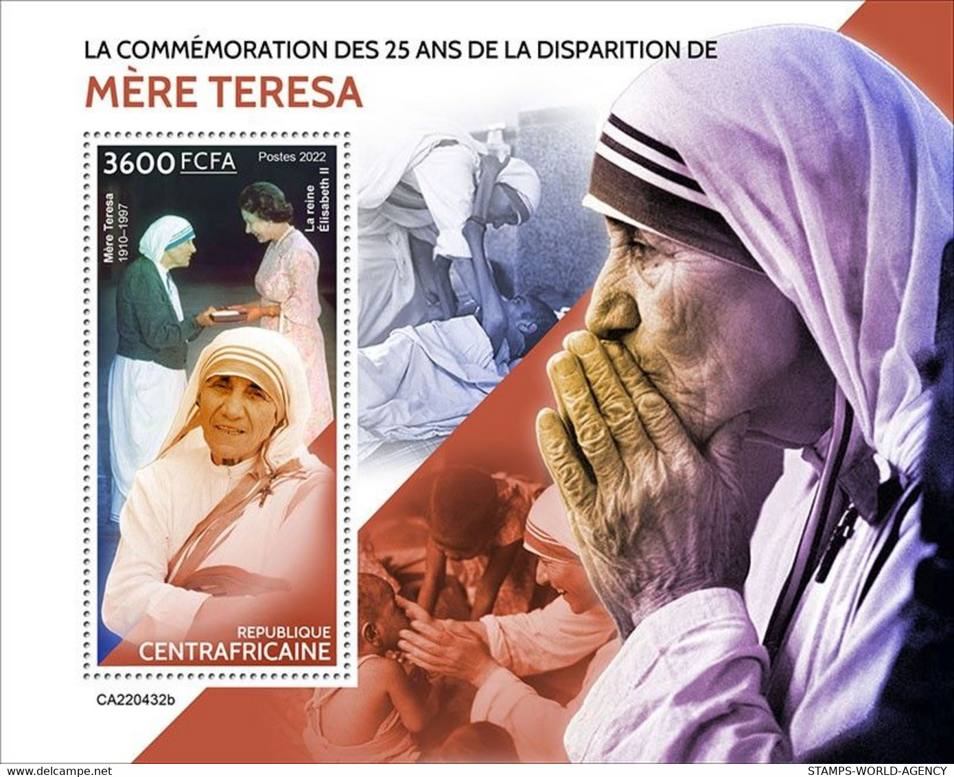 2022-08 - CENTRAL AFRICAN - MOTHER TERESA         1V    MNH** - Mère Teresa