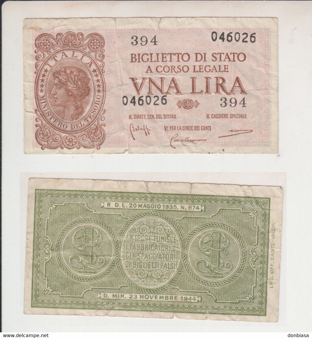 1 Lira Luogotenenza 1944 (Bolaffi Cavallaro Giovinco) - Regno D'Italia – 1 Lira