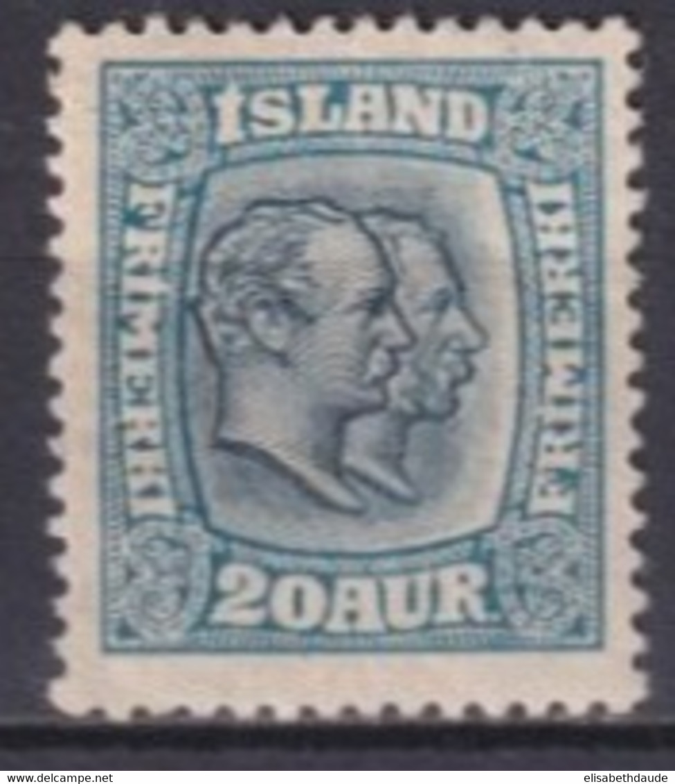 ISLANDE - 1913 - YVERT N°52 * MH FILIGRANE CROIX  - COTE = 185 EUR. - Neufs