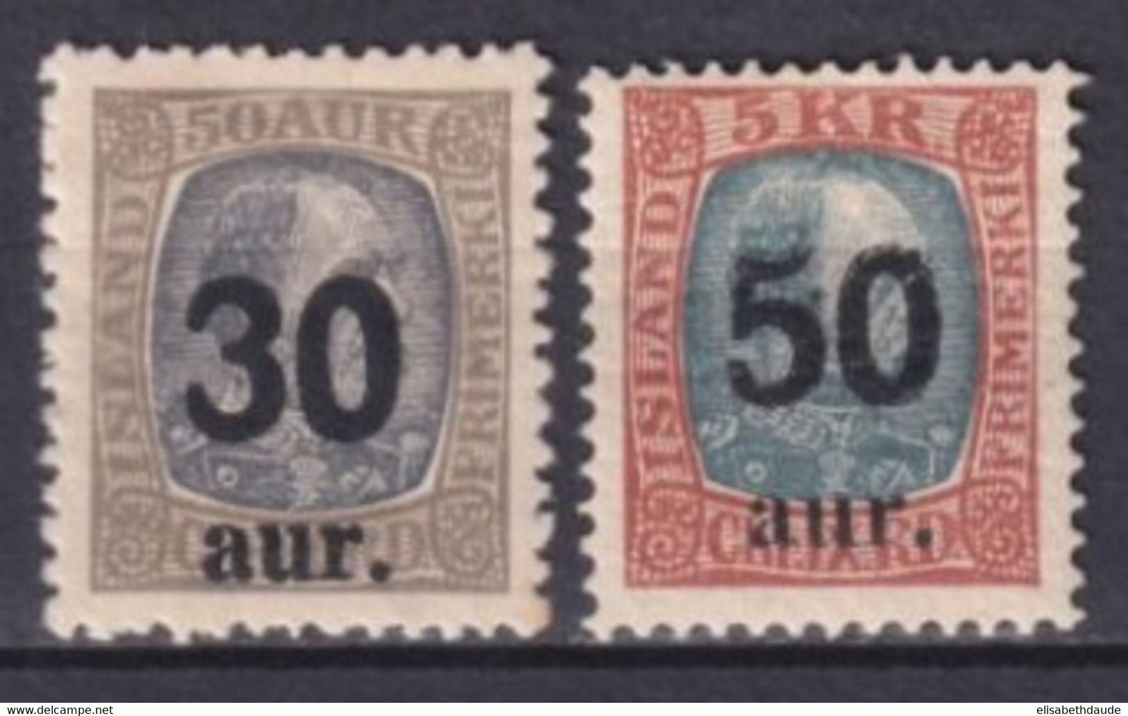 ISLANDE - 1925 - YVERT N° 113/114 * MH - COTE = 90 EUR. - Unused Stamps