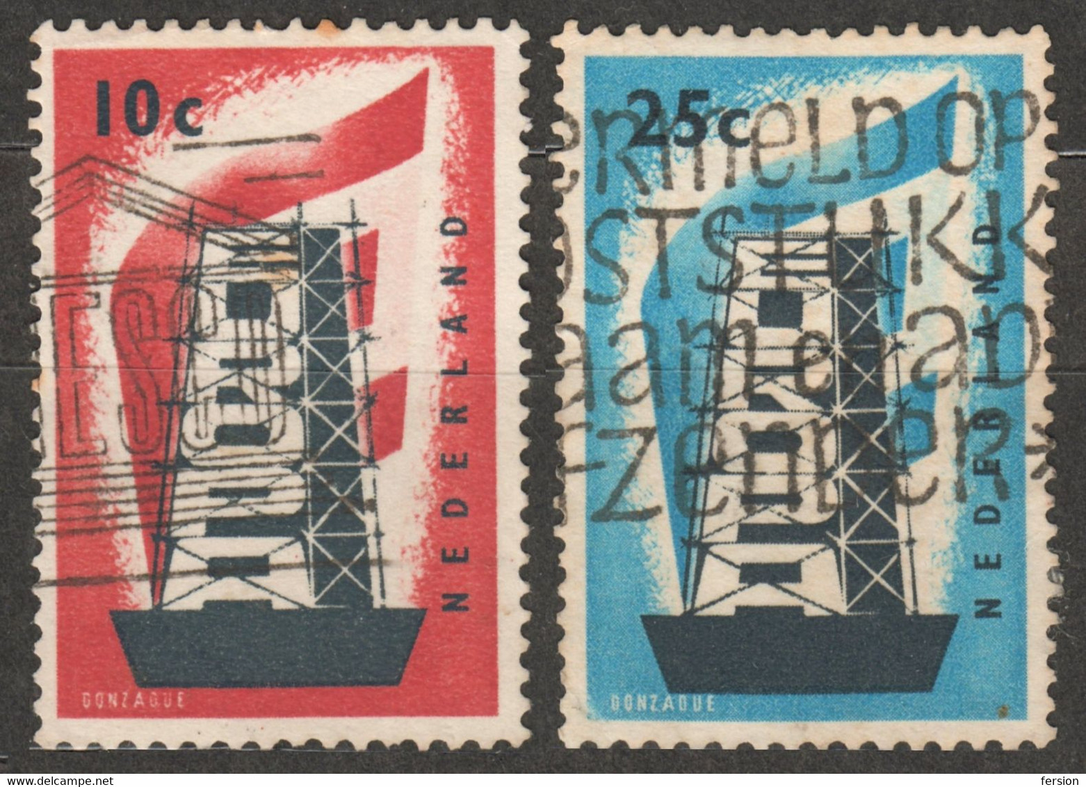 1956 Netherlands - Tower Symbol Logo - EUROPA CEPT Europe - USED - Postmark UNESCO - 1956
