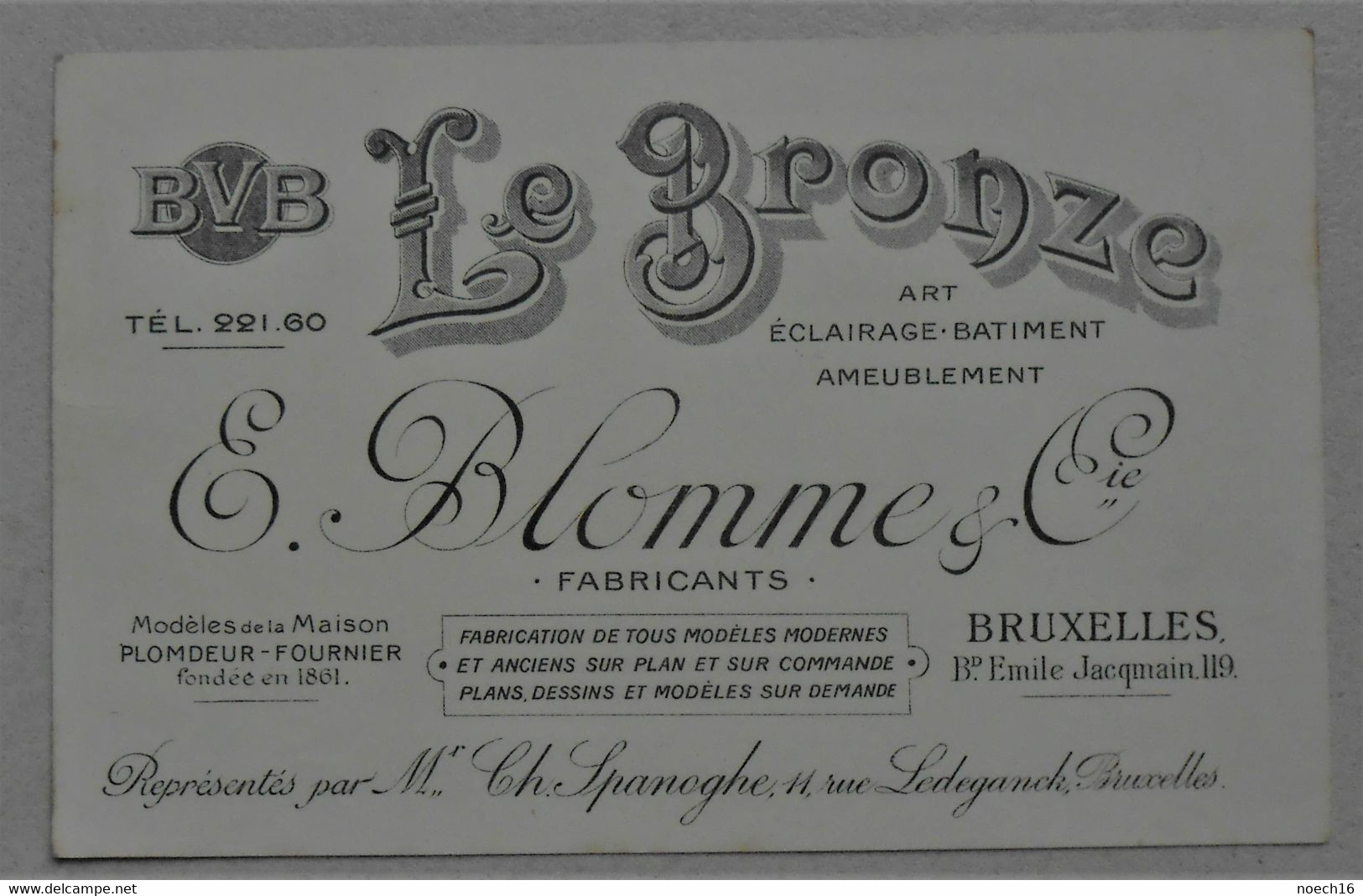 Carte De Visite - Le Bronze, E. Blomme, Bruxelles - Visitenkarten