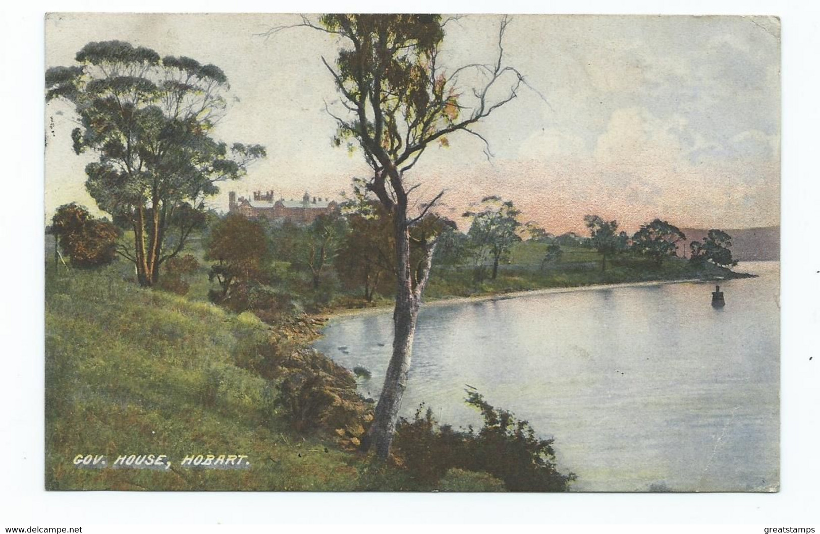 Australia Postcard Hobart Government House Posted London To Stonehouse Plymouth 1908 - Hobart