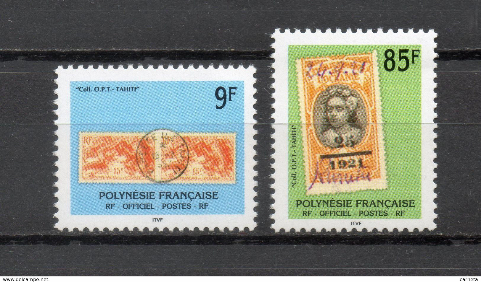 POLYNESIE  SERVICE  N°  27+ 28    NEUFS SANS CHARNIERE COTE  3.70€    TIMBRE SUR TIMBRE CACHET - Oficiales