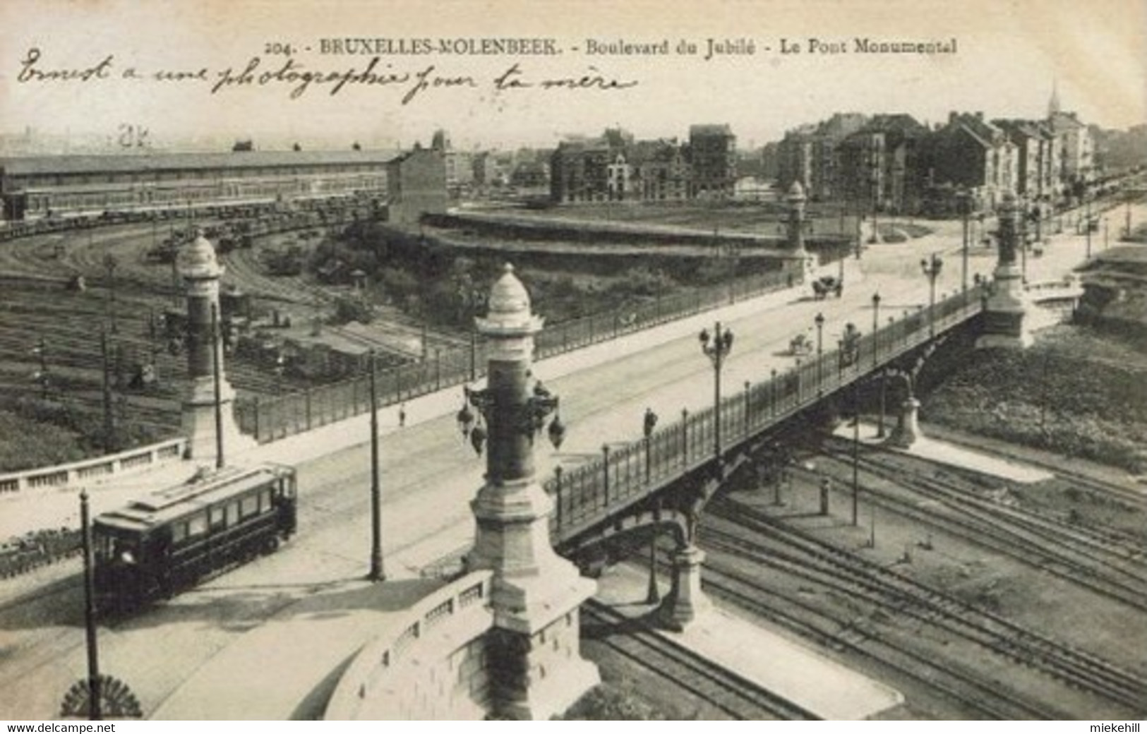 MOLENBEEK-BOULEVARD DU JUBILE-TRAM-PONT-AU VERSO FLAMME GENT TENTOONSTELLING 1913 EXPOSITION - Molenbeek-St-Jean - St-Jans-Molenbeek