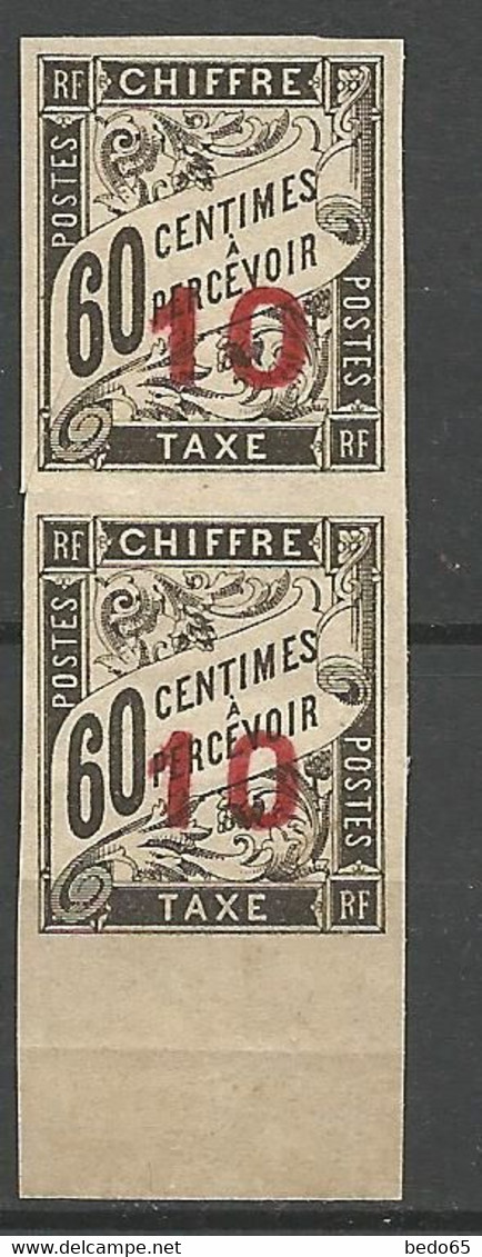 INDOCHINE TAXE N° 3a Chiffre Espacés Tenant à Normal NEUF(**) SANS CHARNIERE  / MNH / Signé CALVES - Timbres-taxe