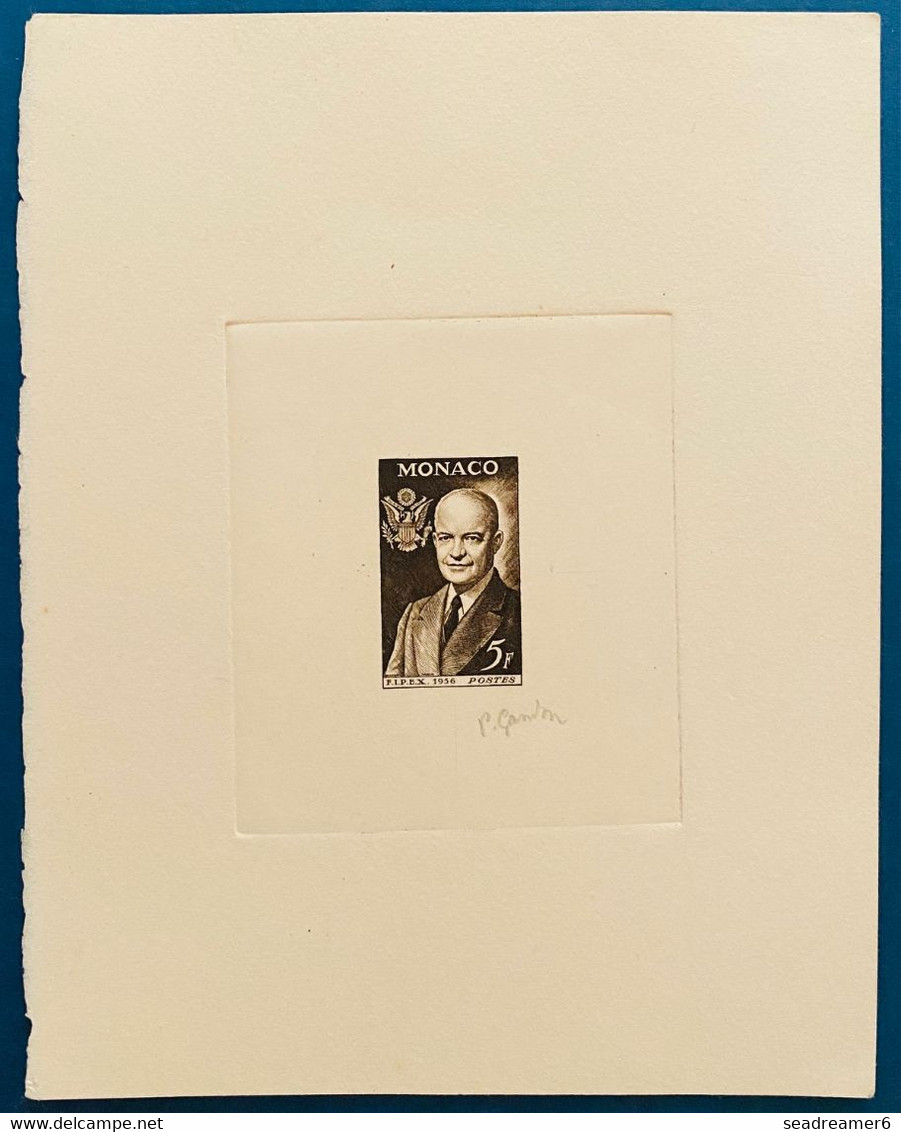 Monaco épreuve D'artiste En Brun N°447 5FR Dwight Eisenhower Signé GANDON - Other & Unclassified