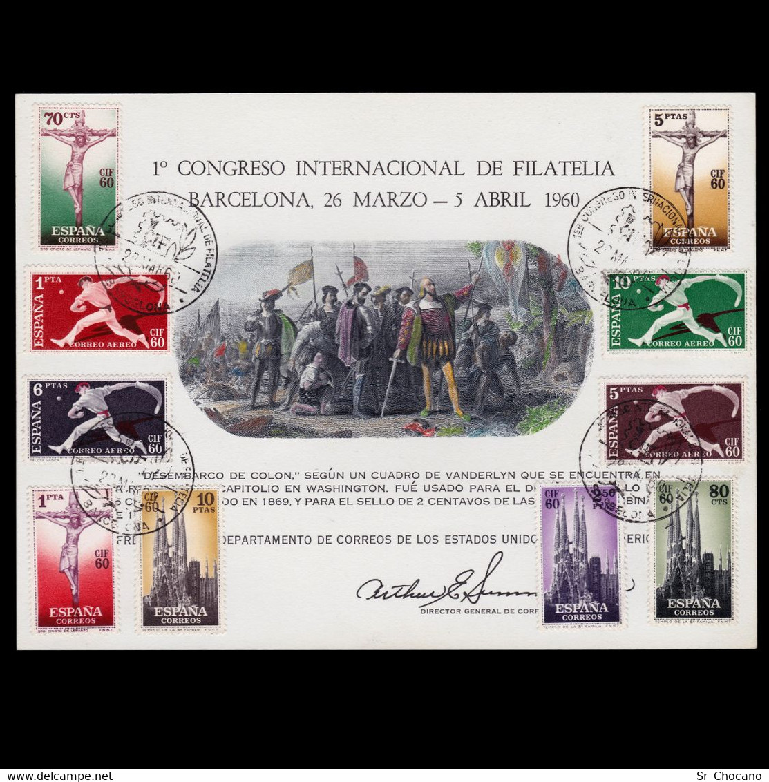 1960.Hoja 1º Día Emisión.Cong. Inter.Filatelia Barcelona.Edifil 1280-1289 - Feuillets Souvenir