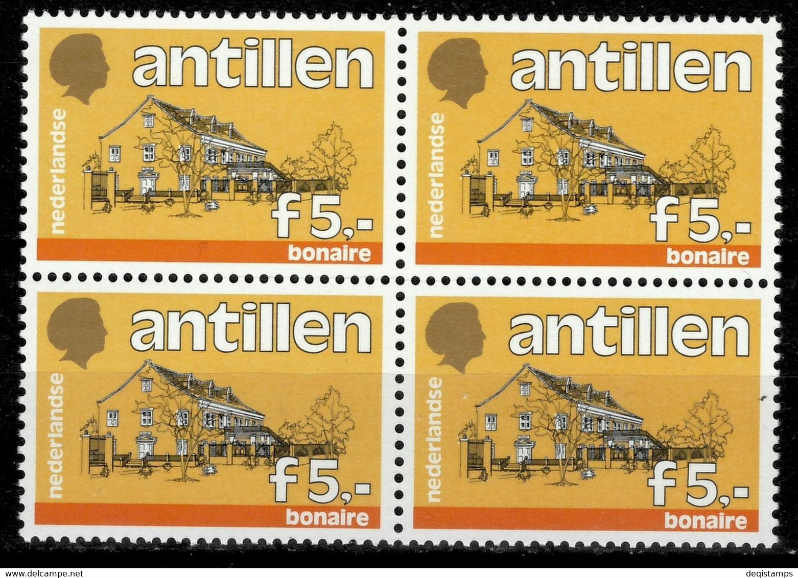 Netherlands Antilles 1986 5gld ☀ Buildings Block CV 30 Eur ☀ MNH** - Curaçao, Nederlandse Antillen, Aruba