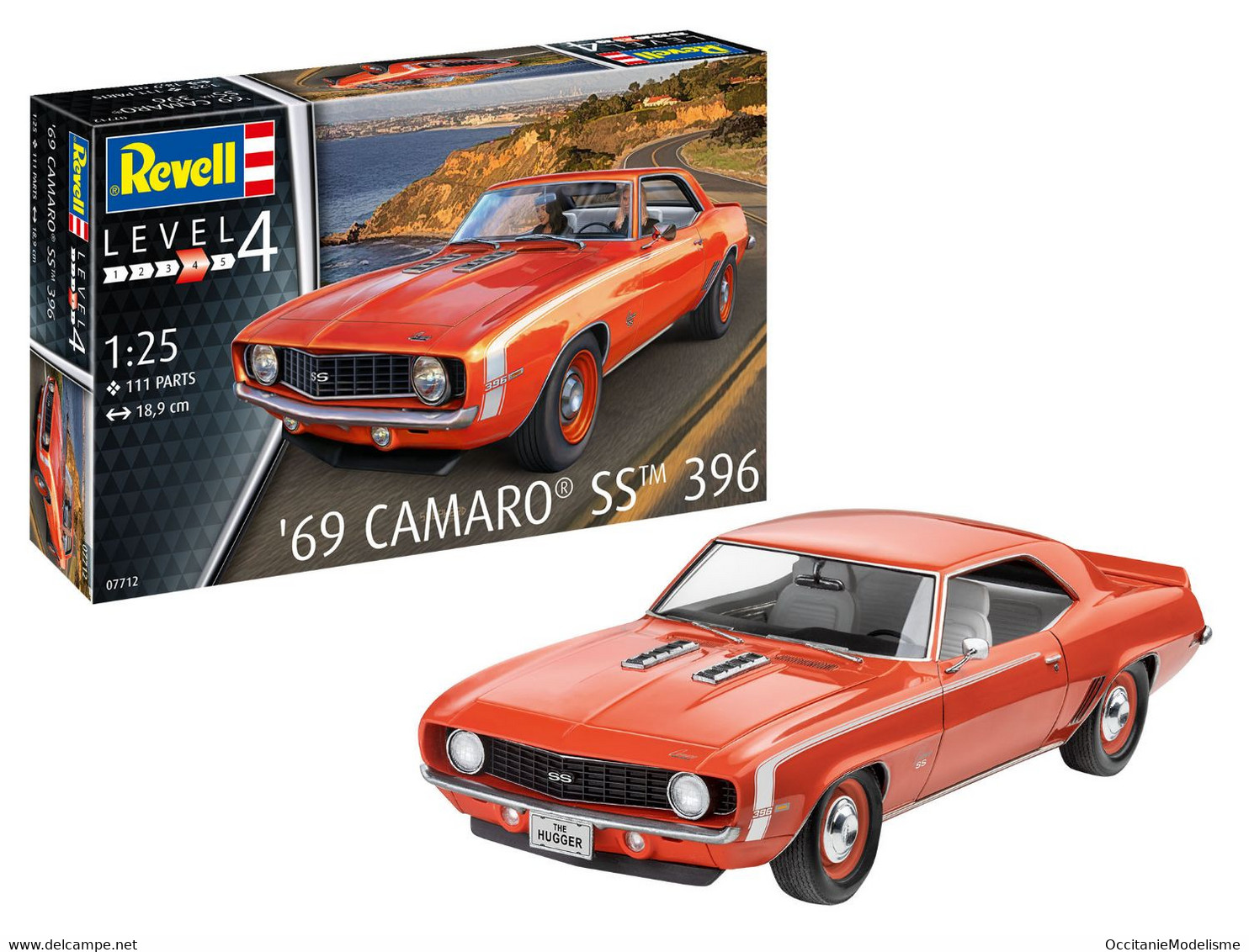 Revell - CHEVROLET CAMARO SS 396 1969 Maquette Kit Plastique Réf. 07712 Neuf NBO 1/25 - Autos