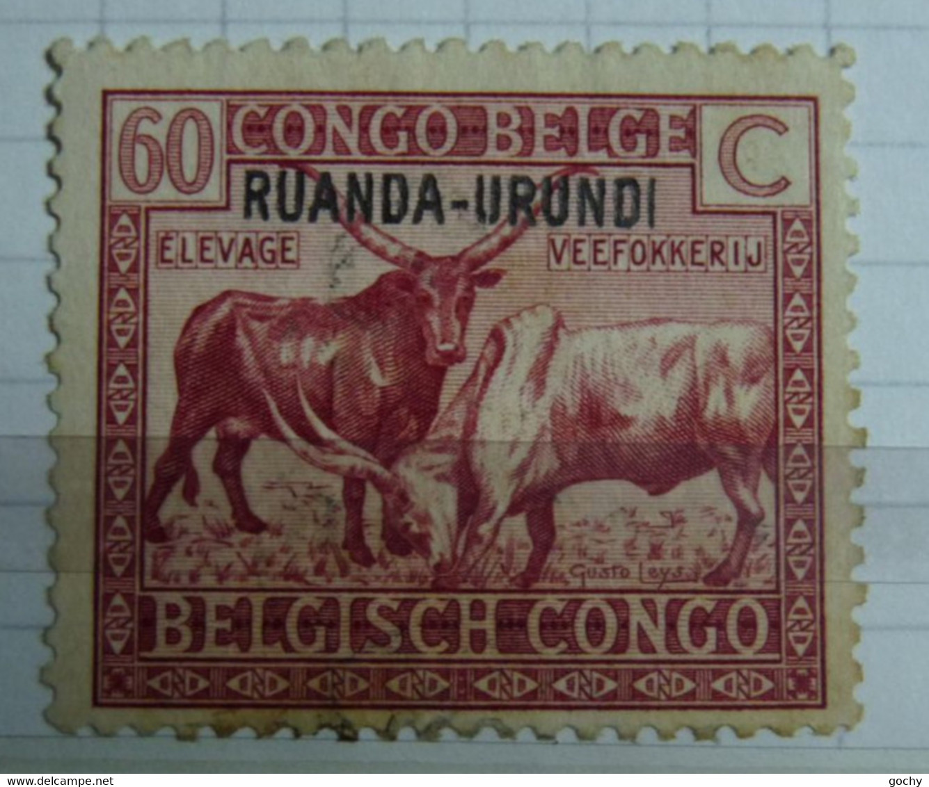 RUANDA - URUNDI:  1925  - N° 68 -CU   OBLI   SURCHARGE EN HAUT - Used Stamps