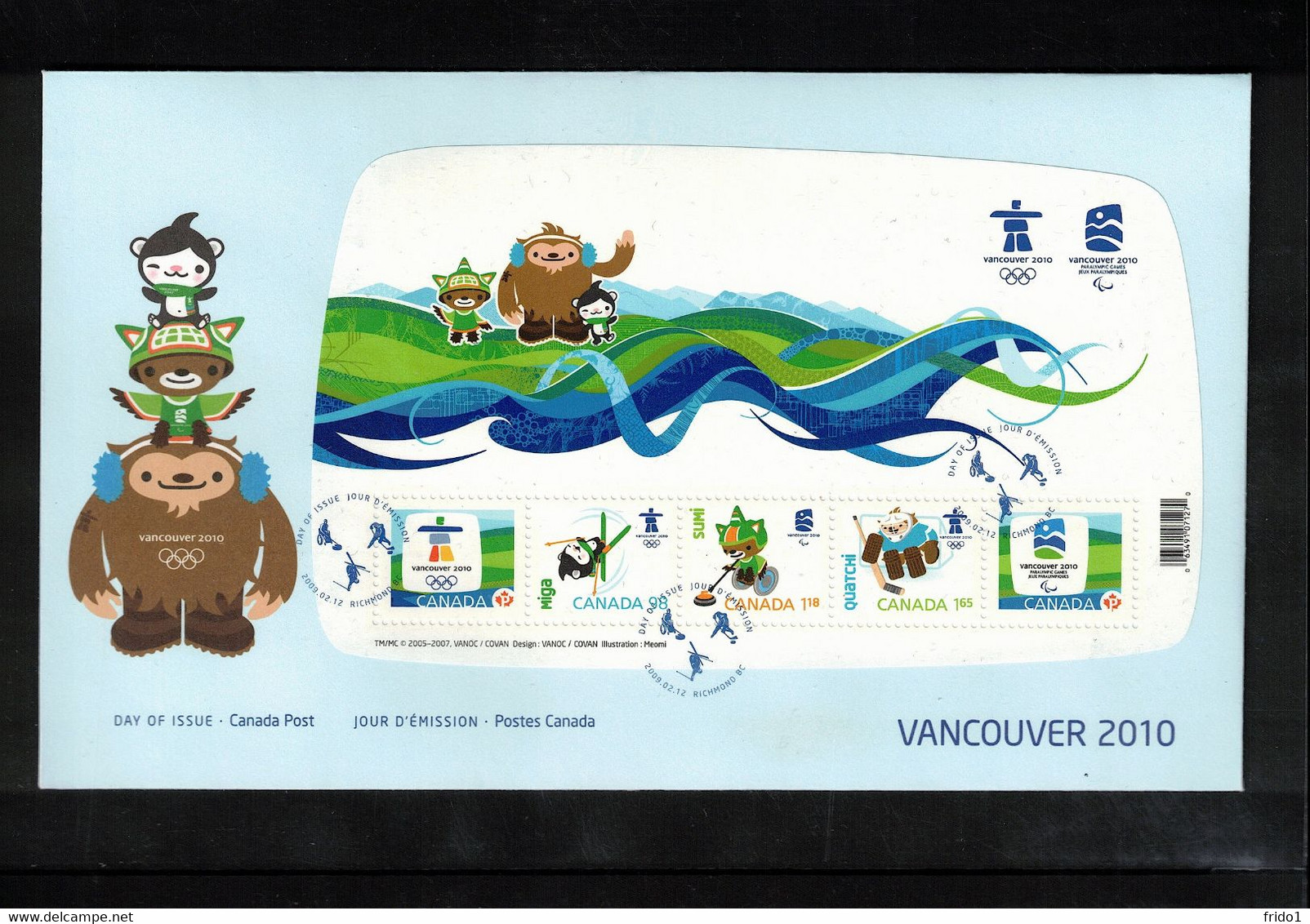 Canada 2009 Olympic Games Vancouver Block FDC - Invierno 2010: Vancouver