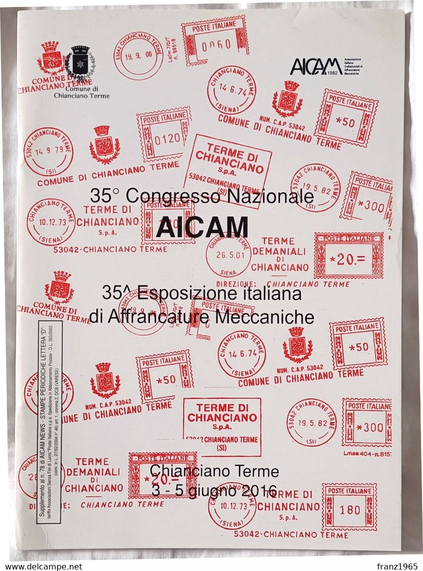 35a Mostra Italiana Di Affrancature Meccaniche - 35° Congresso AICAM, 2016 - Oblitérations Mécaniques