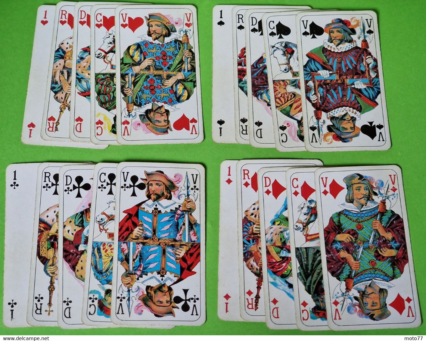 Lot 20 Cartes à Jouer - Têtes Du TAROT - Cœur, Carreau, Trèfle, Pique - Etat D'usage - Vers 1990 - Tarot-Karten