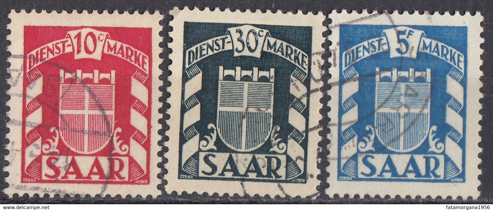 SAAR- SARRE - 1949 - Lotto Di 3 Valori Usati Yvert Servizio 27, 28 E 31. - Dienstzegels