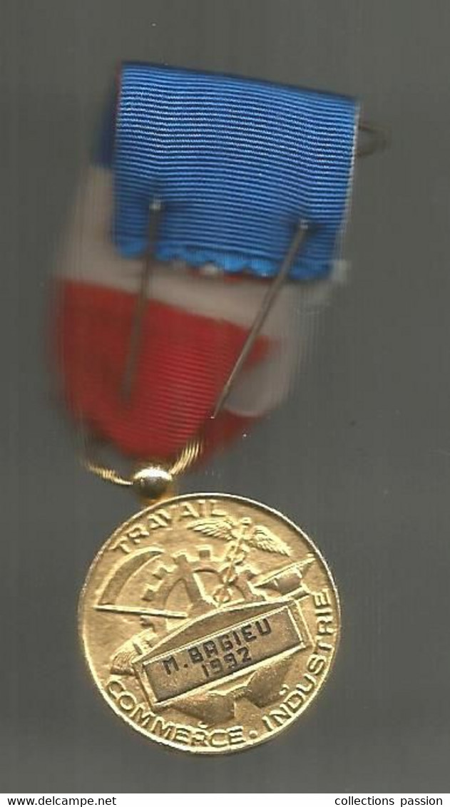 Médaille Du Travail, Commerce Et Industrie, Signée Mourgeon Edit R Et Lucien Larochette,1992, Frais Fr 2.25 E - Profesionales / De Sociedad