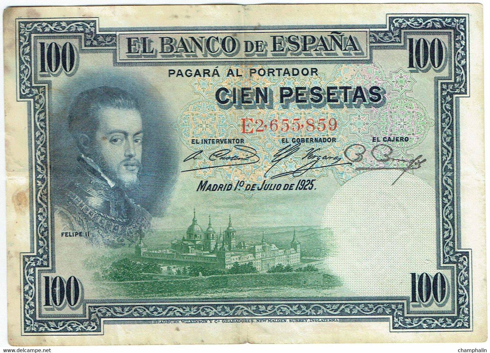 Espagne - Billet De 100 Pesetas - Felipe II - 1er Juillet 1925 - P69c - 100 Peseten