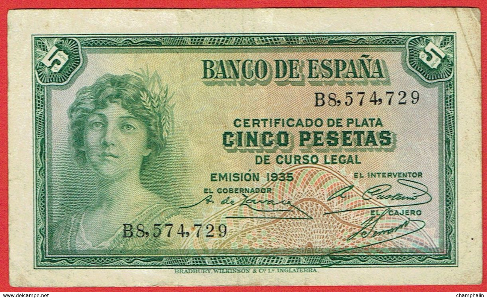 Espagne - Billet De 5 Pesetas - 1935 - P85a - 5 Pesetas