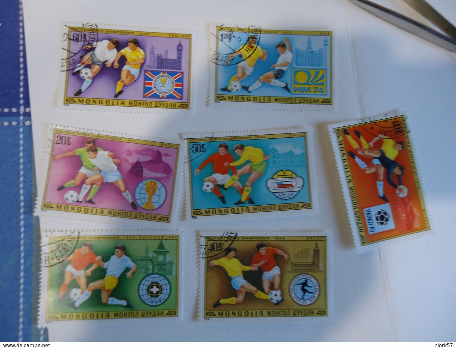 MONGOLIA USED 7 STAMPS  FOOTBALL WORLD CUP SWITZERLAND 1954 - 1954 – Suiza